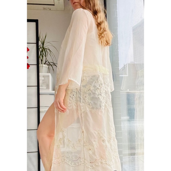 McClintock Sheer Sleeve Floral Embroidery Long Intimates - Picture 2 of 14